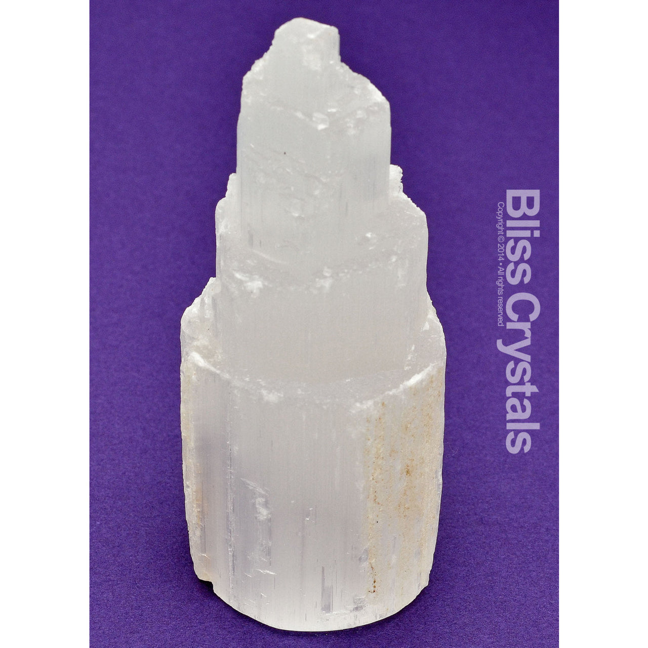 White quartz point with small quartz piece on SELENITE Skyscraper TOWER 4’ #SQ04