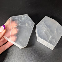 Thumbnail for Clear quartz hexagons on black background from Selenite TV Rock Rough - Choose Size #SK8746