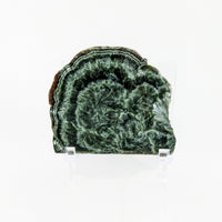 Thumbnail for Flat green jade Seraphinite 2.5’ slab with stand #LV2493 on white background