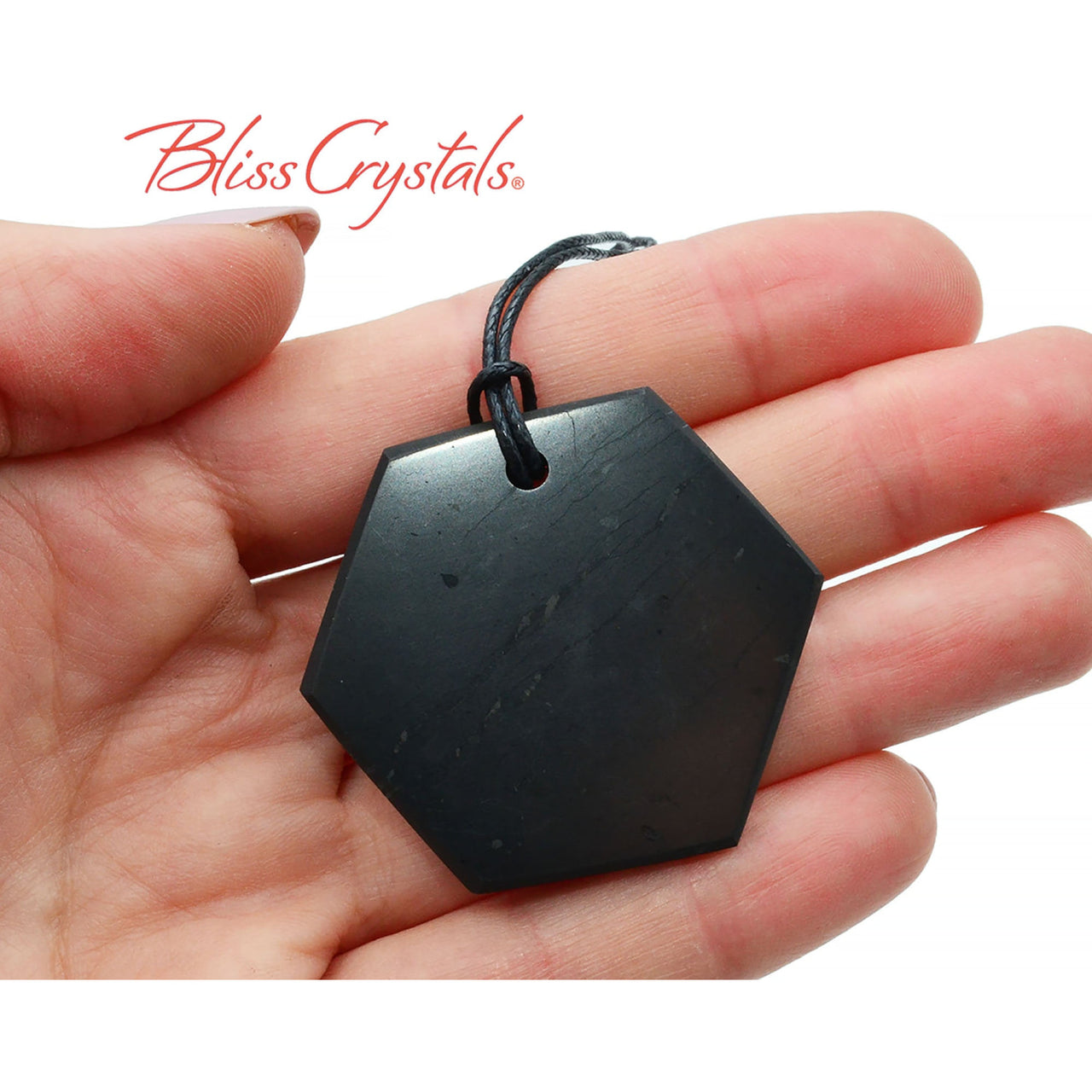 1 Shungite Hexagon Stone Pendant w/ Cord for protection 