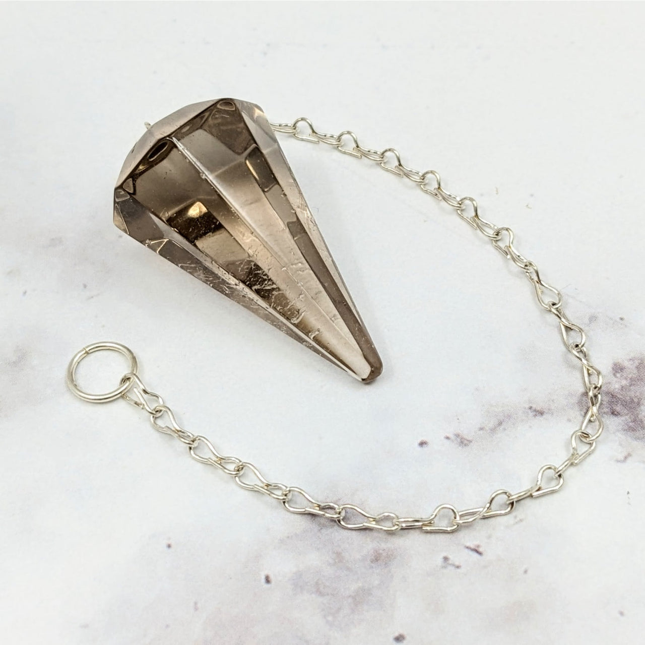 Elegant silver necklace with a pyramid pendant from Smoky Citrine Pendulum collection