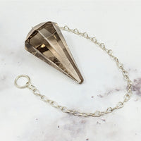 Thumbnail for Elegant silver necklace with a pyramid pendant from Smoky Citrine Pendulum collection