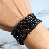 Thumbnail for Smoky Quartz Faceted 4mm Black Diamond Bracelet in a 7’ Design - Product #LV1935