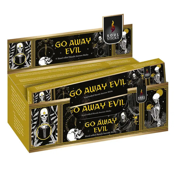 Soul Sticks Natural Incense Stick #Q350 with gold foil box featuring a skeleton design