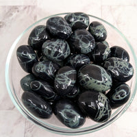 Thumbnail for Bowl of colorful tumbled stones including Spider Web Obsidian Tumble Stone (1.2’) #LV2269