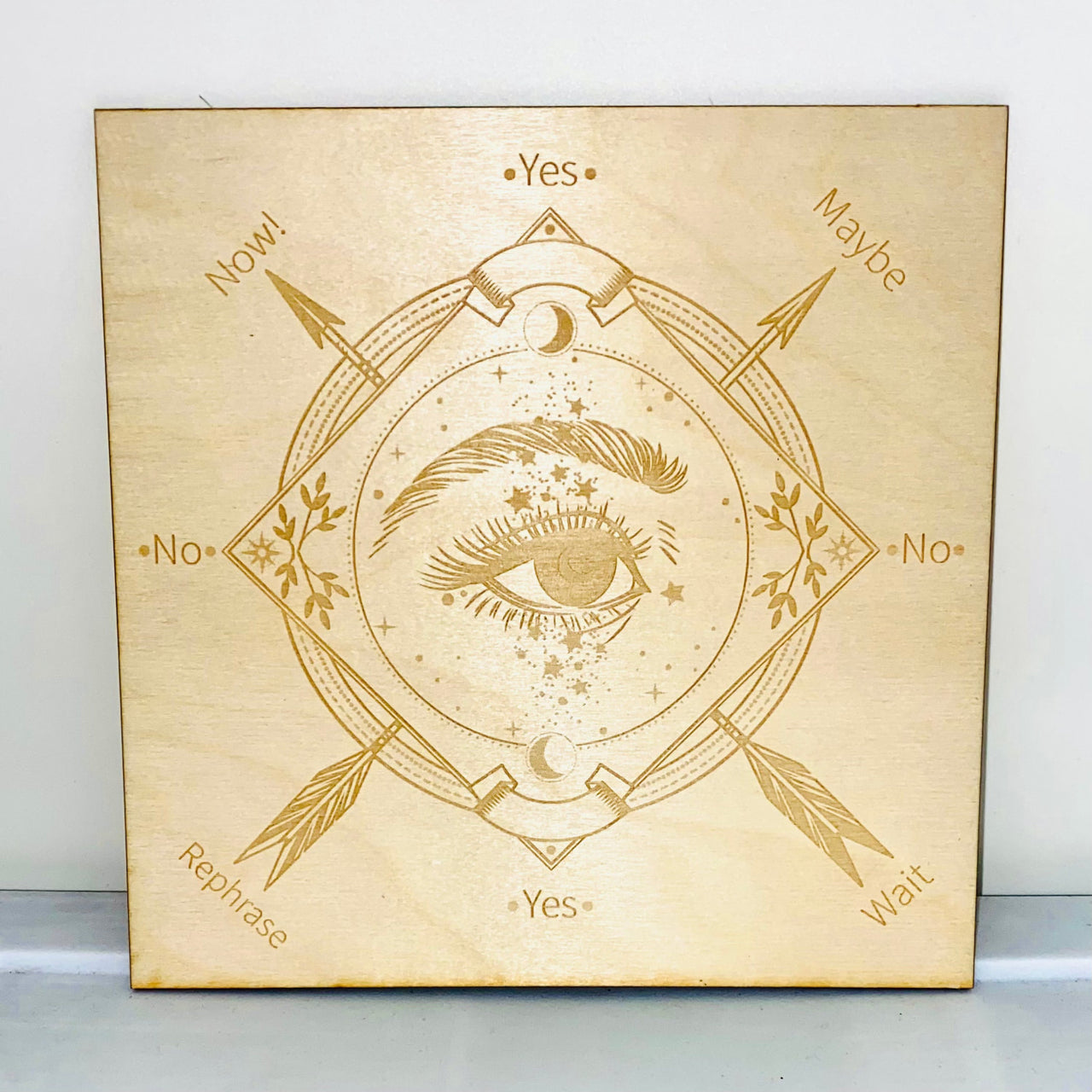 Square Eye Alder Wood Pendulum Board with compass and eye design