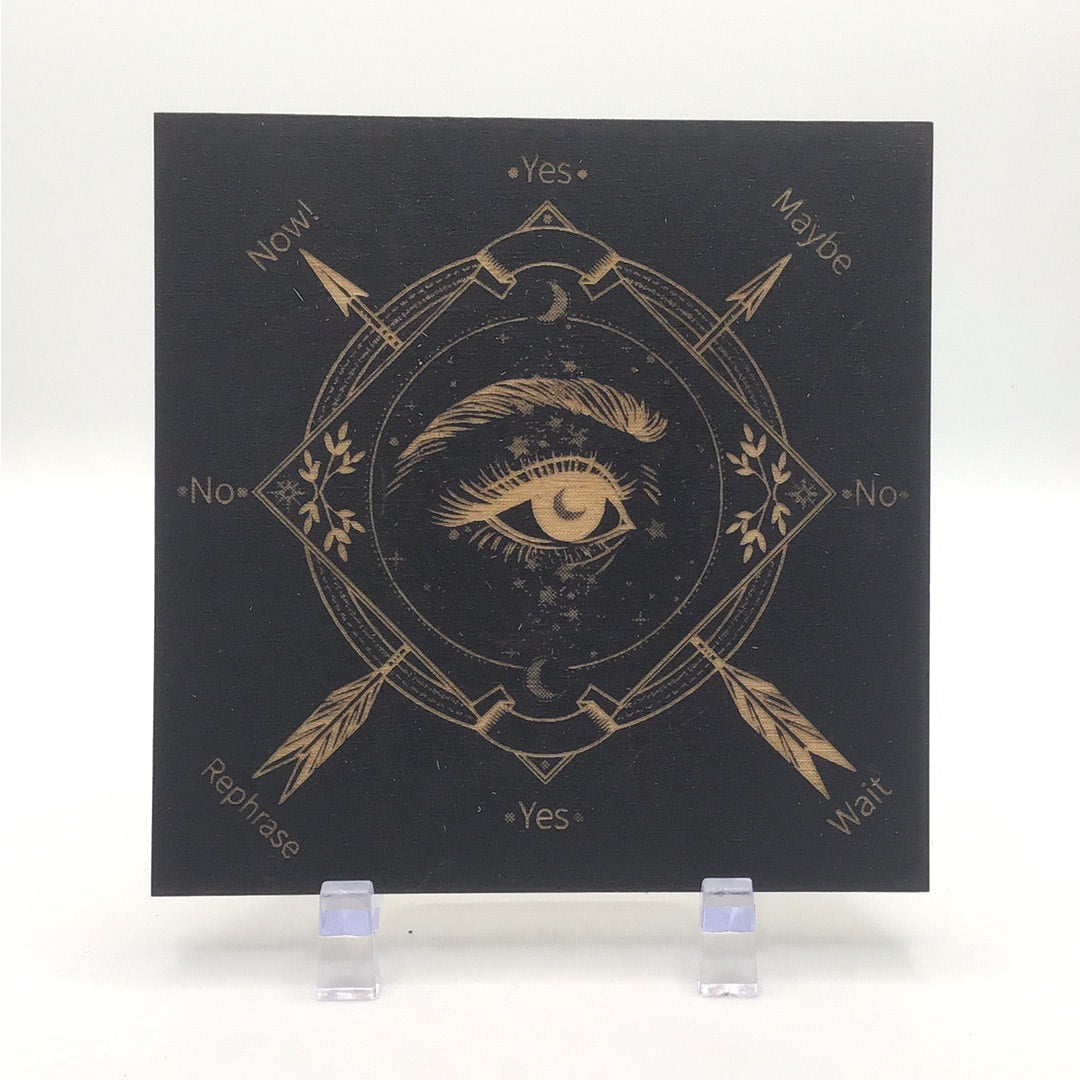 Black and gold painting with an eye on Square Eye Alder Wood Pendulum Board #K132