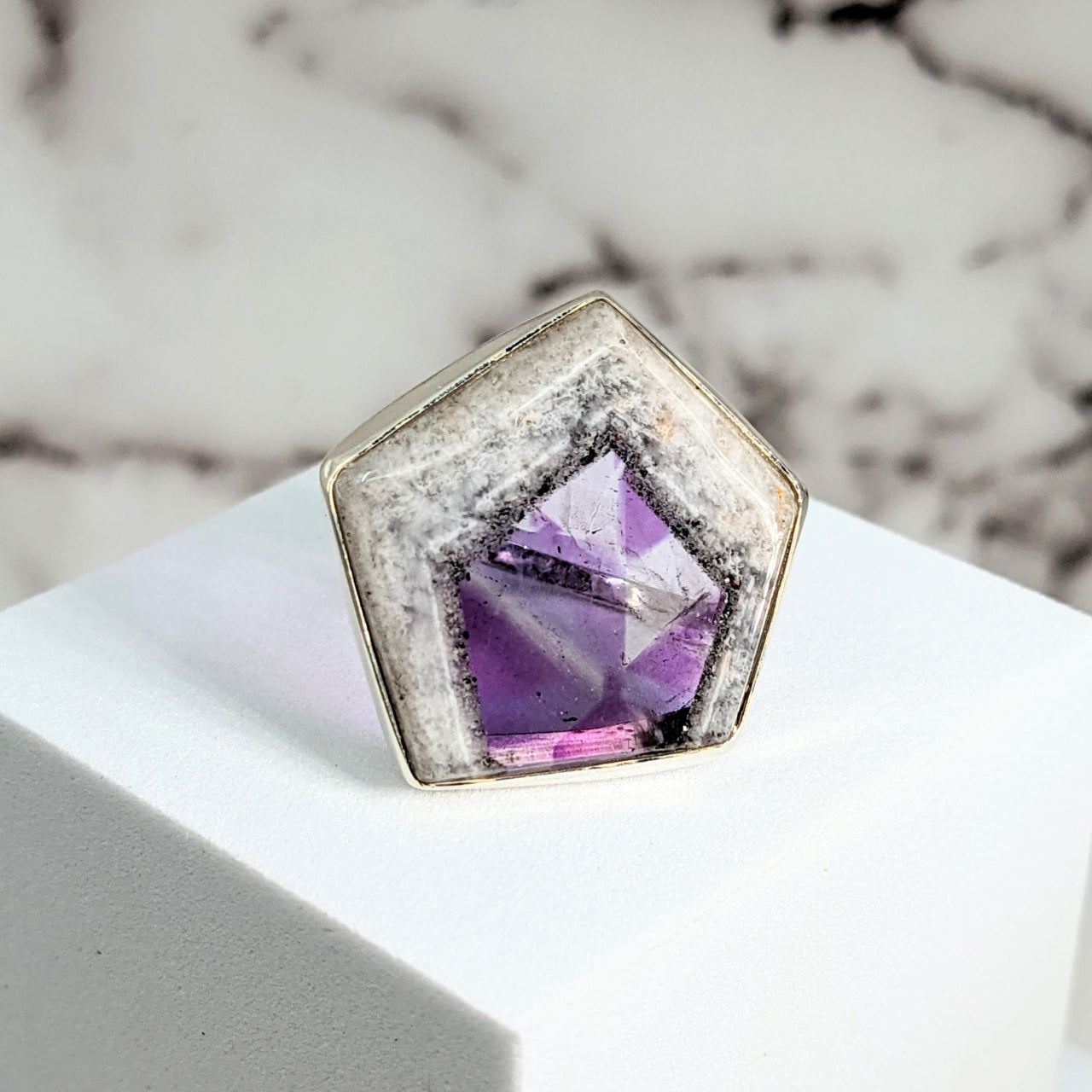 Hexagon Amethite Ring from Star Amethyst Collection, Size 7, Style #SK9553