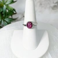 Thumbnail for Star Ruby S.S. Oval Ring #LV5019 – pink tourmal stone ring on white pedestal