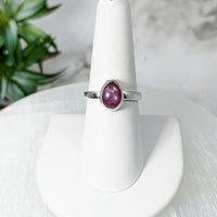 Thumbnail for Elegant Star Ruby S.S. Teardrop Ring #LV5018 with a white gold band and purple stone