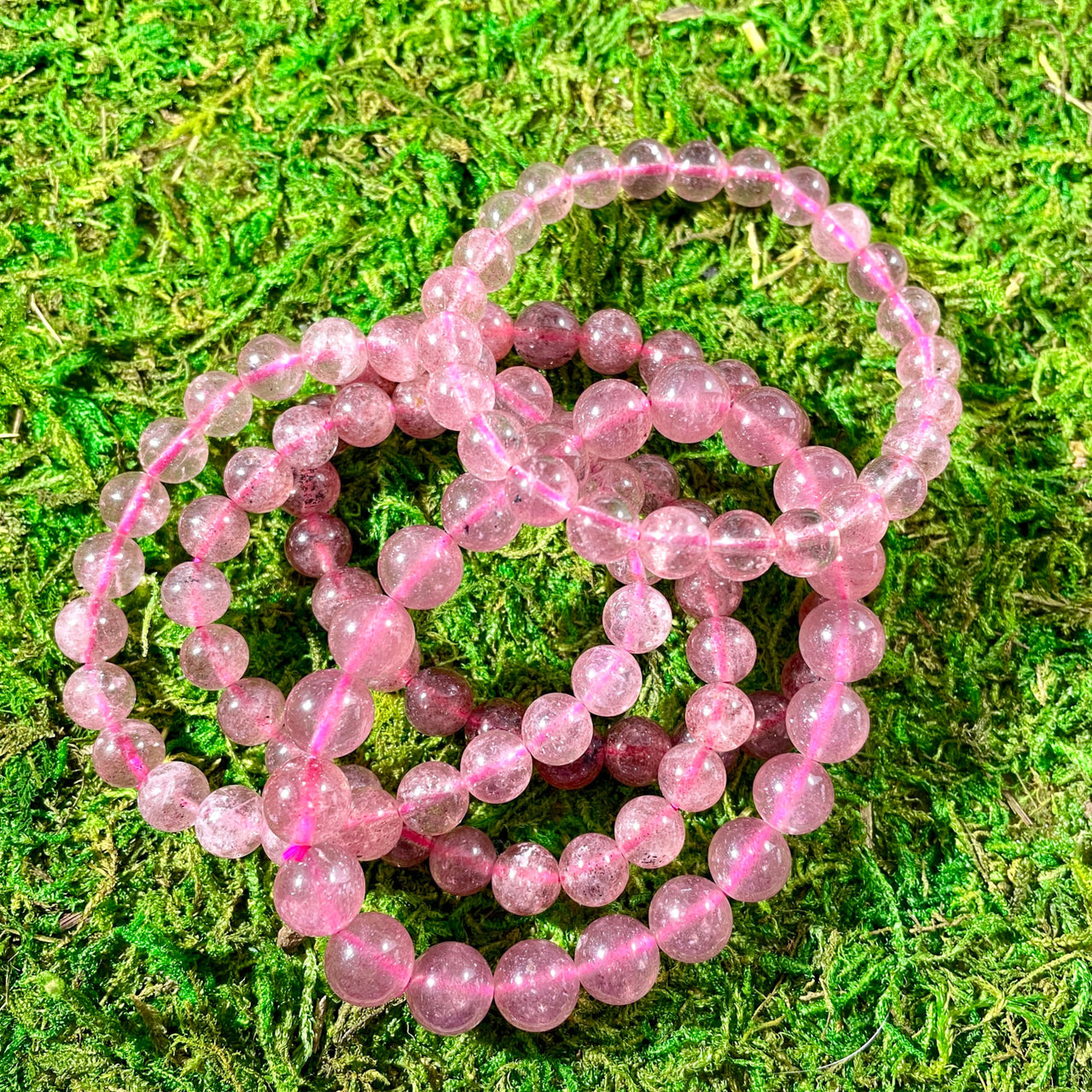 Strawberry Quartz Bracelet #J313 featuring pink quartzite beads, size 6-8mm