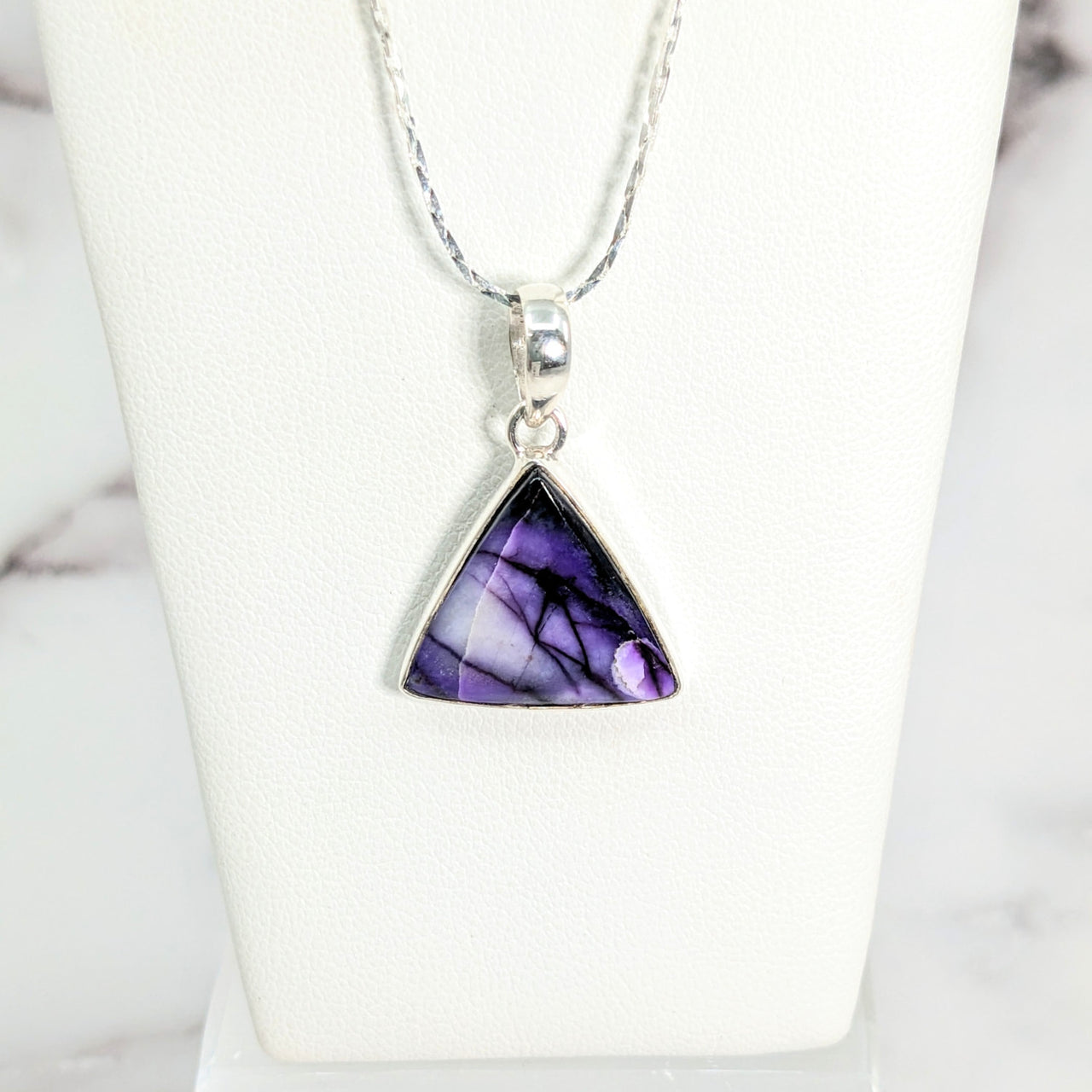 Purple Sugilite Triangle Pendant on Silver Chain - 0.75’ #LV2647 Jewelry