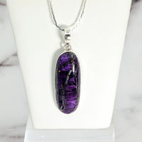 Thumbnail for Sugilite 1.25’ Oval Pendant #LV2644 featuring an amethite pendant with sterling chain