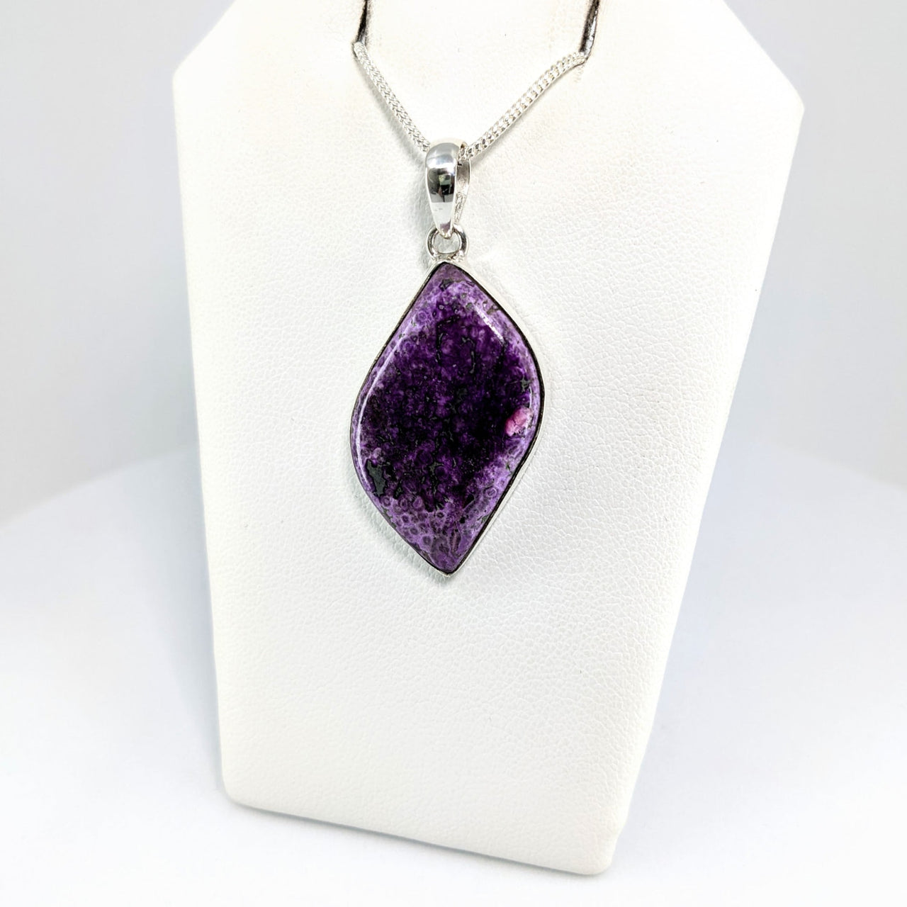 Stunning Sugilite Pendant 1.3’ with Amethite and Sterling Bail #SK9349