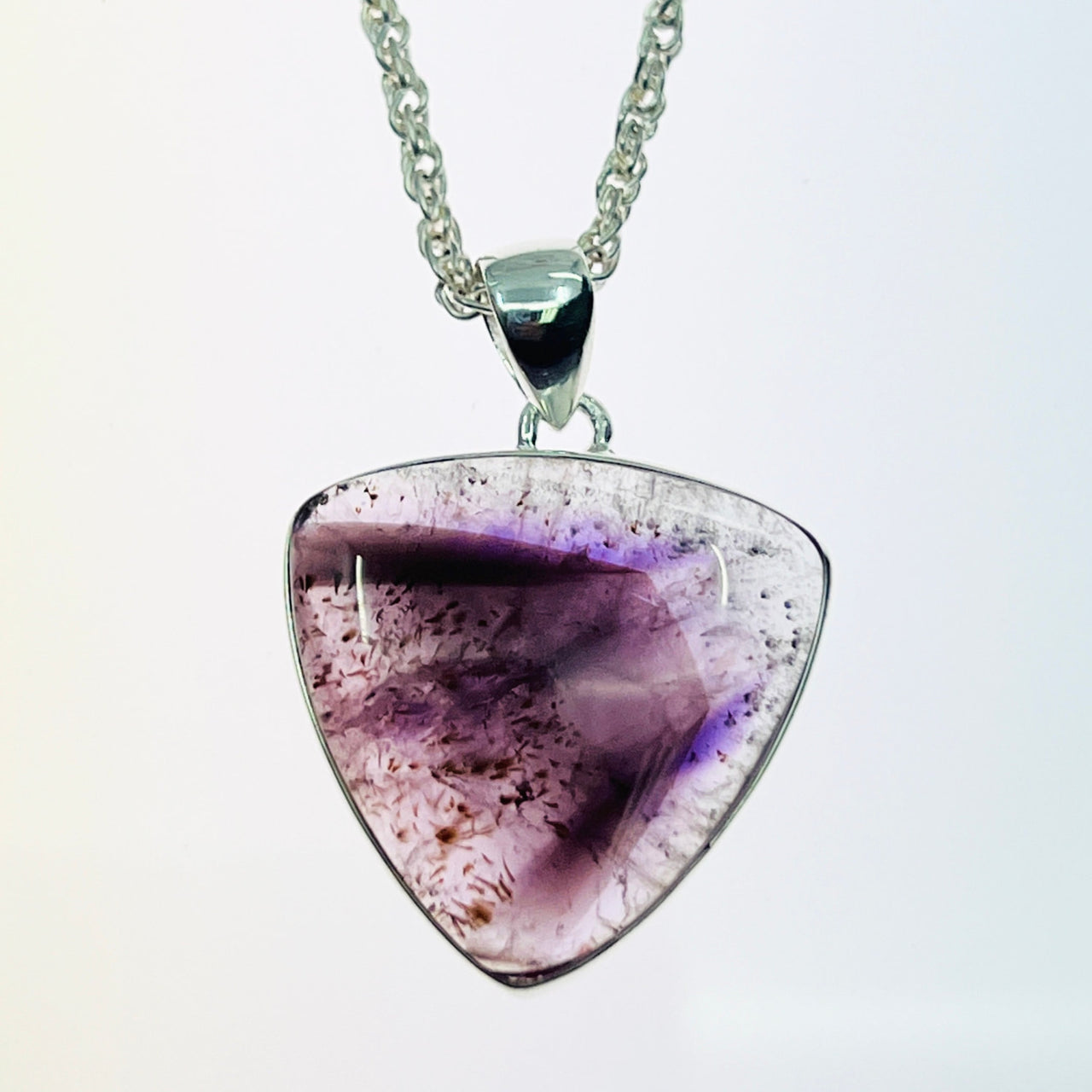 Super 7 Pendant .99’ with Purple Stone and Silver Chain #LV1758