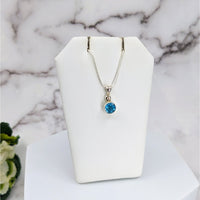 Thumbnail for Swiss Blue Topaz Faceted Sterling Silver Pendant with Silver Chain - #LV3326