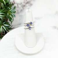 Thumbnail for Sterling silver ring with a blue sapphire in prong setting, Tanzanite Faceted, stackable