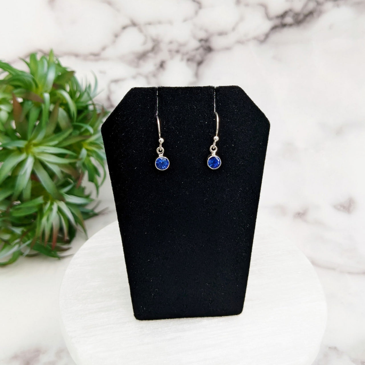 Tanzanite Faceted Sterling Silver Dangle Earrings LV3246 showcasing elegant blue stone design