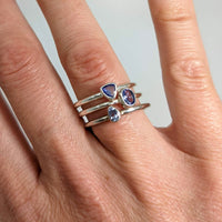 Thumbnail for 1 Tanzanite Faceted Sterling Silver Ring Dainty Stackable 