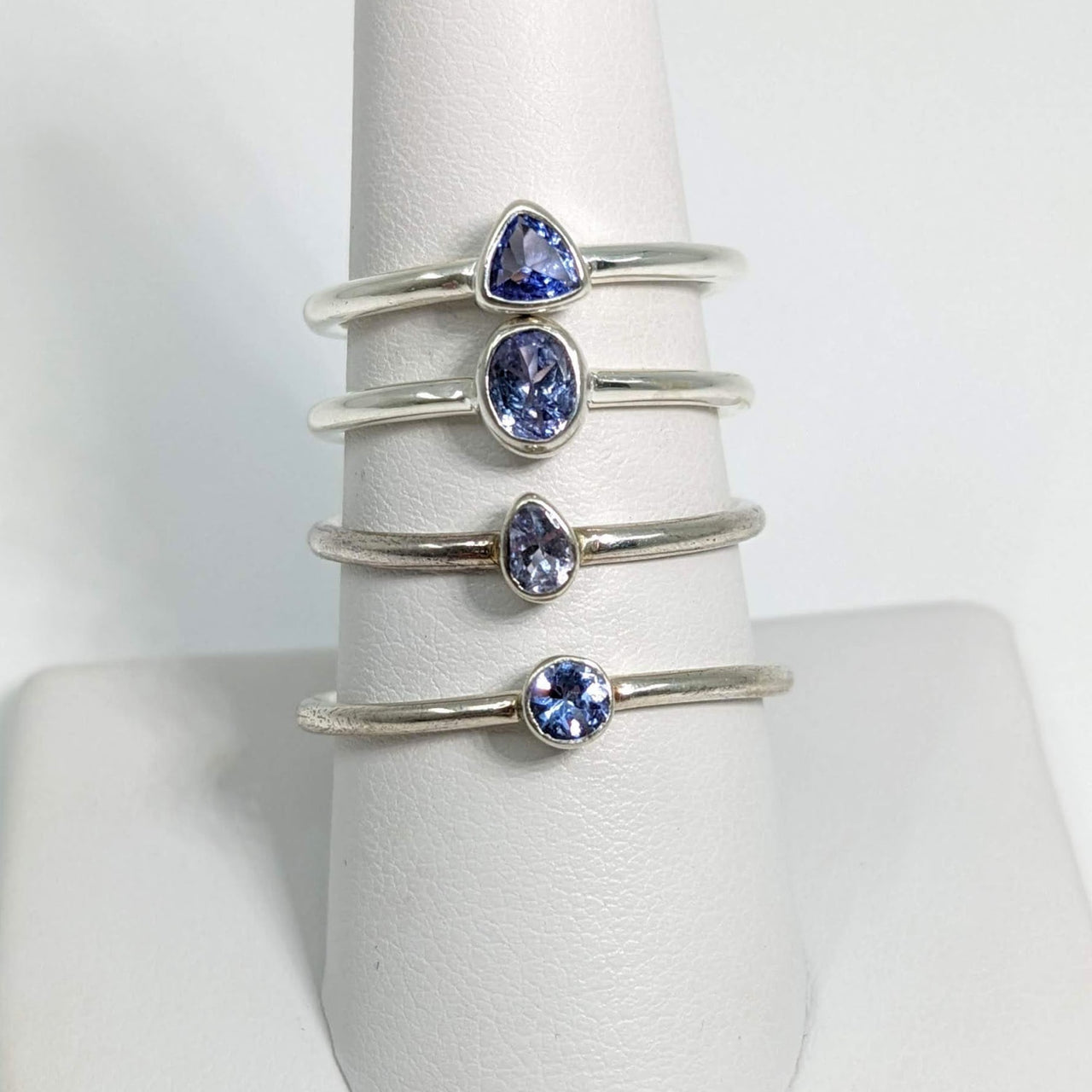 1 Tanzanite Faceted Sterling Silver Ring Dainty Stackable 