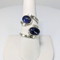 Thumbnail for Tanzanite Oval Swoop Rings with Blue Sapphires - Pick Size (4g) #SK9357