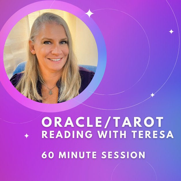 A blonde woman with a purple background offering Tarot/Oracle Card Reading - 60 minute session