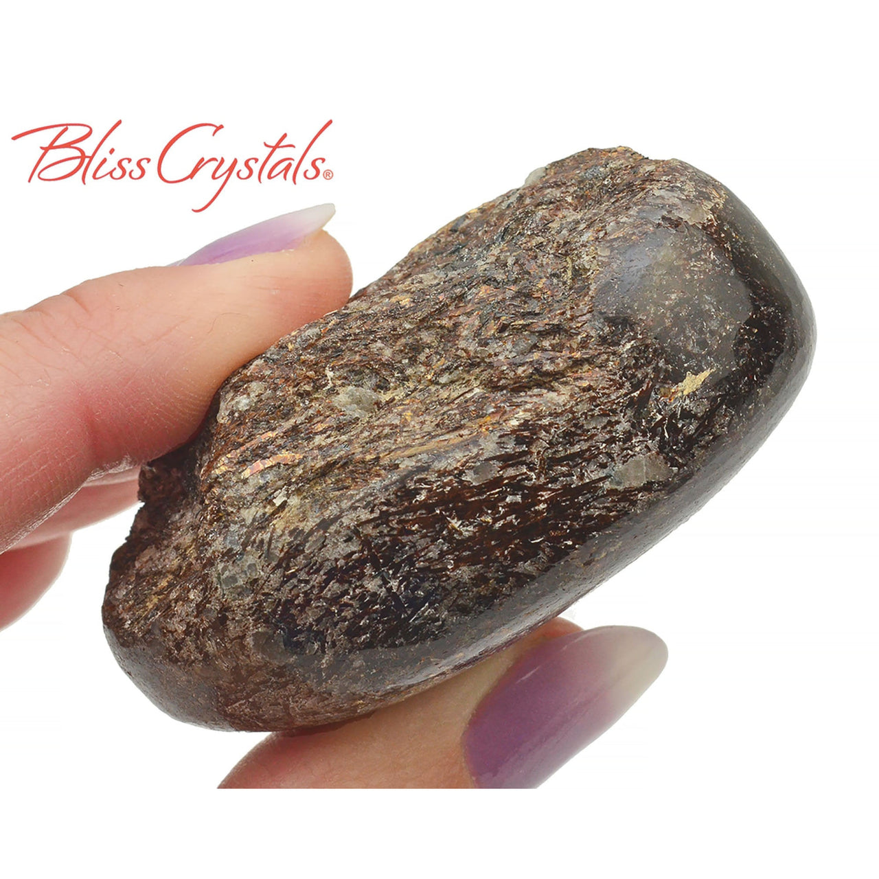 Thick ASTROPHYLLITE Half Polished Half Rough 2.2 Palm Stone 