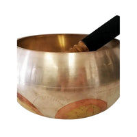 Thumbnail for Tibetan Om Singing Bowl with Black Handle - L (5.5’x3’) #LV3743 for Meditation & Relaxation