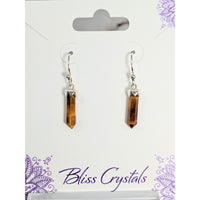 Thumbnail for Tiger’s Eye Dainty Sterling Silver Point Earrings with Faceted Details #SK9559