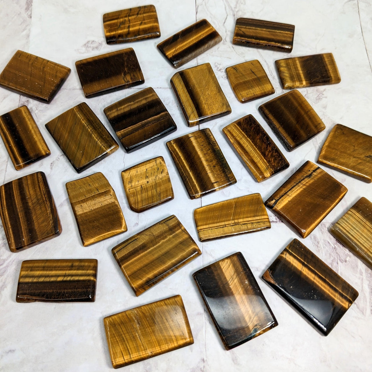 Flat Tiger’s Eye Glass Tiles - Brown and Black Slab Slice (1-1.5’) #LV2253