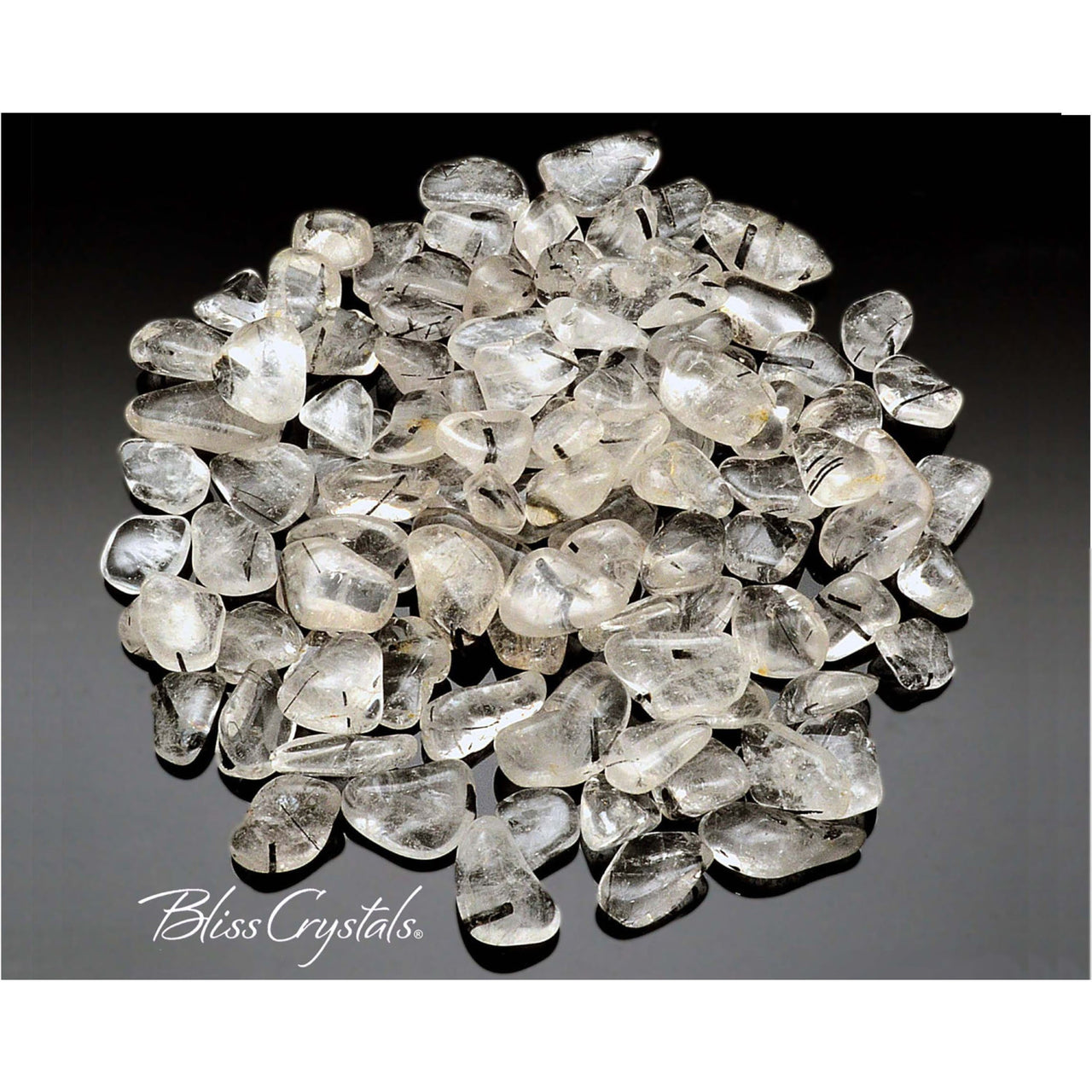 50 Carat XS Tourmalinated QUARTZ CRYSTAL Mini Tumbled Stone 