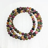 Thumbnail for Close-up of Tourmaline Mixed 5 mm Beaded 7’ Bracelet #LV2910 with multi-colored beads