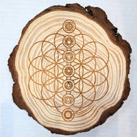 Thumbnail for Laser etched flower design on Tree Trunk Wood Grid 6.5’ #K202 wooden slice