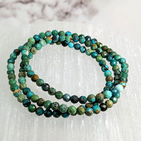 Thumbnail for Turquoise green bracelet displayed for sale, product name: Turquoise 7’ Faceted 4mm Bracelet #LV2124