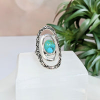 Thumbnail for Silver ring with turquoise stone, Turquoise Oval Loop Ring #LV2795