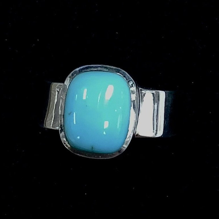 Turquoise stone ring with a silver band from Turquoise Ring Sleep collection, size 8.75