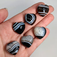 Thumbnail for Tuxedo Agate Heart marbles in black and white - 7g #SK9000 product display