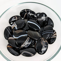 Thumbnail for A bowl of black and white marbles; Tuxedo Agate Palm Stone (12g) #SK9002