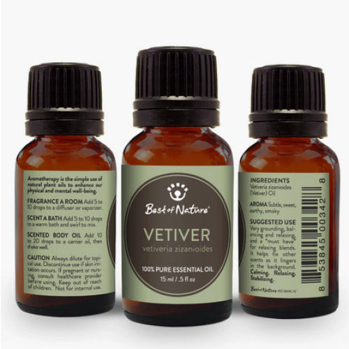 Vetiver Essential Oil Single Note by Best of Nature #BN55 featured in a sophisticated display