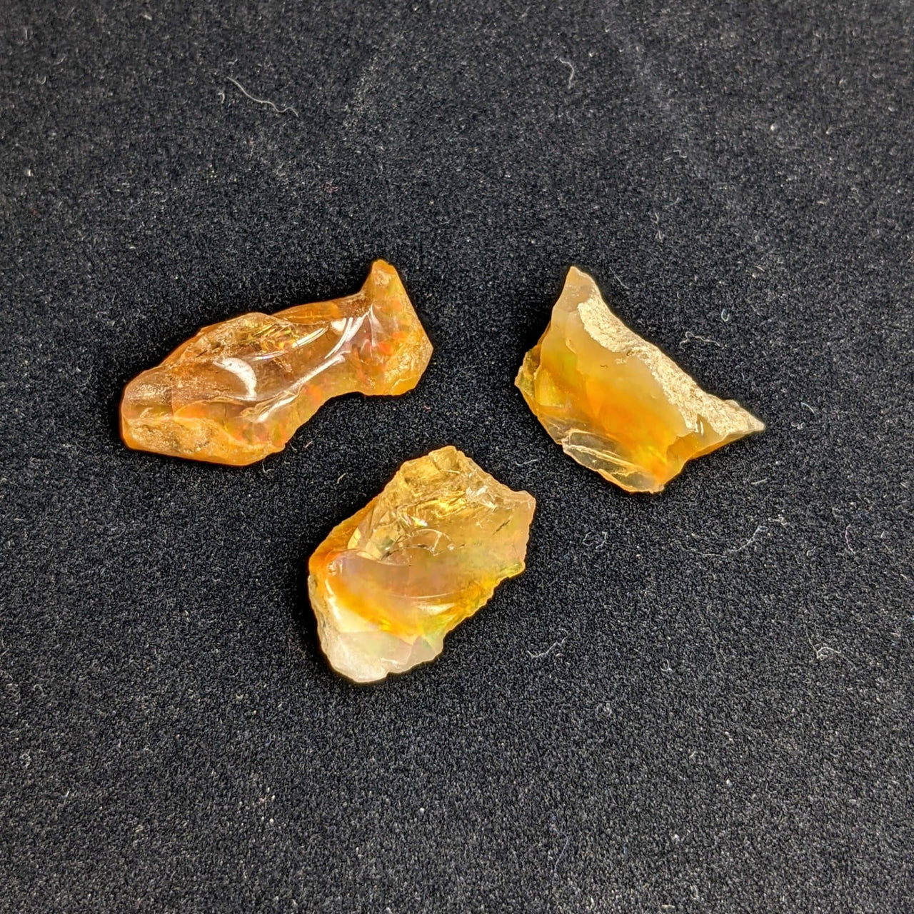 Three Yellow Citrine Crystals from Welo Ethiopian Opal Rough Cut, 1.5 gm #MM201D