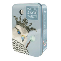 Thumbnail for Close up of the White Sage Tarot tin box, product White Sage Tarot #WST80