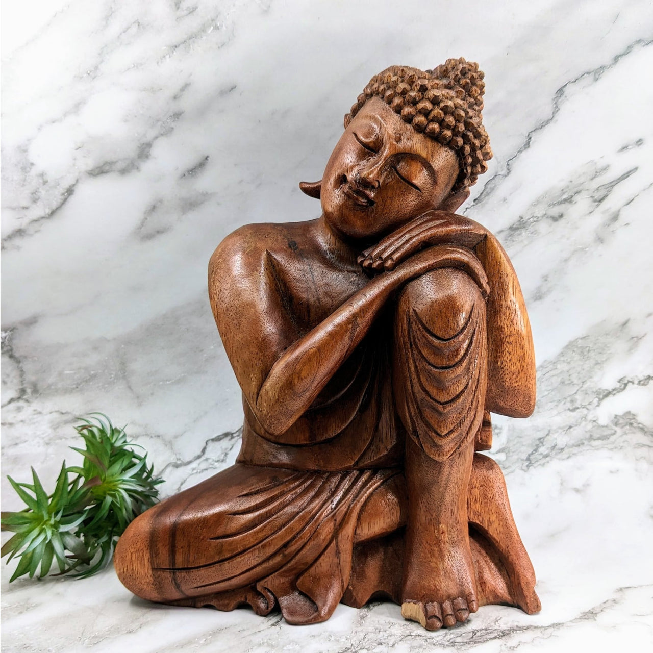 Wood Buddha 14’ Carving Statue with Small Defect #LV4071 - Wooden Buddha Statue