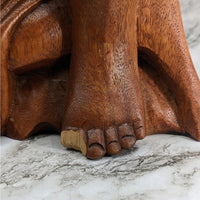 Thumbnail for Wood Buddha 14’ Carving Statue with Small Defect - Wooden Elephant Head on Marble Surface