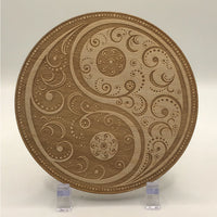 Thumbnail for Yin Yang Etched Alder Wood Grid #SK2224 on a wooden plate with an intricate design