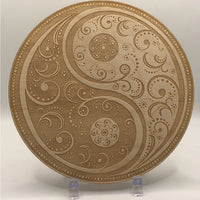 Thumbnail for Yin Yang Etched Alder Wood Grid Plate #SK2224 with intricate wooden design