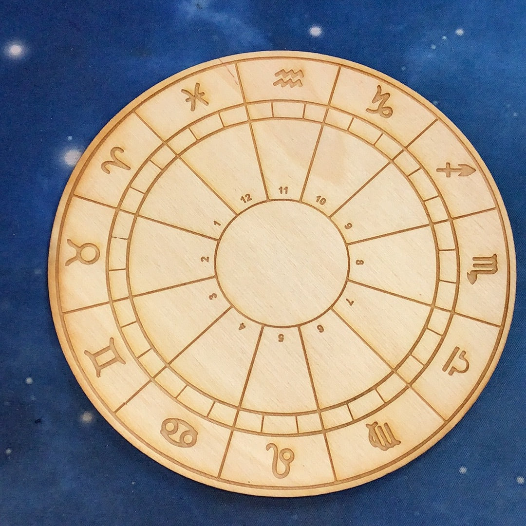 Wooden clock with Roman numerals from Zodiac Crystal Grid 6’ #K169