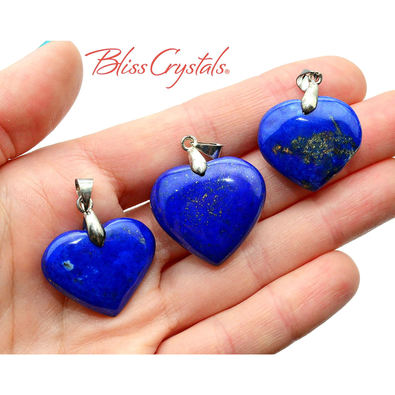 1 LAPIS LAZULI Polished Heart Pendant + Bag #LH40