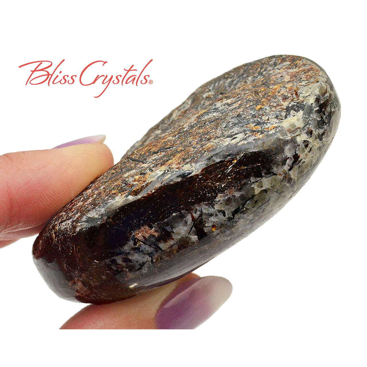 147 gm ASTROPHYLLITE Half Polished Half Rough Palm Stone 