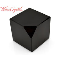 Thumbnail for 2 BLACK OBSIDIAN Cube Cut Polished Altar Stone #BM12