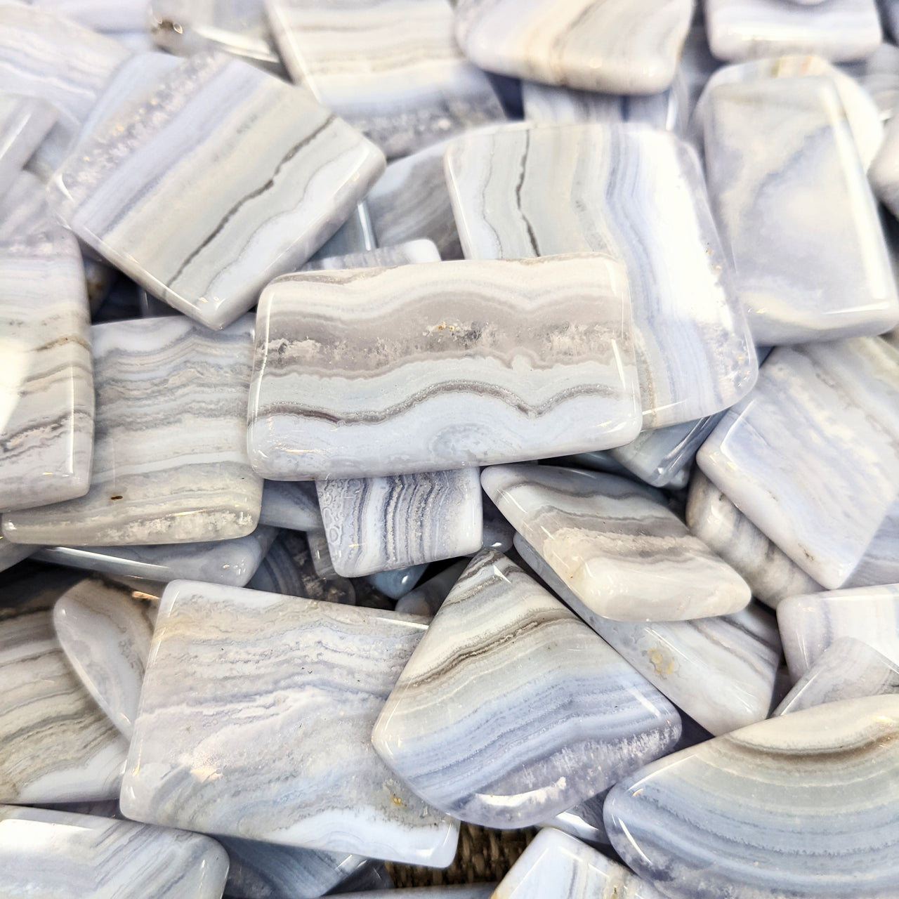 BLUE LACE Agate Flat Grade A Polished Slice Slab #BL01A